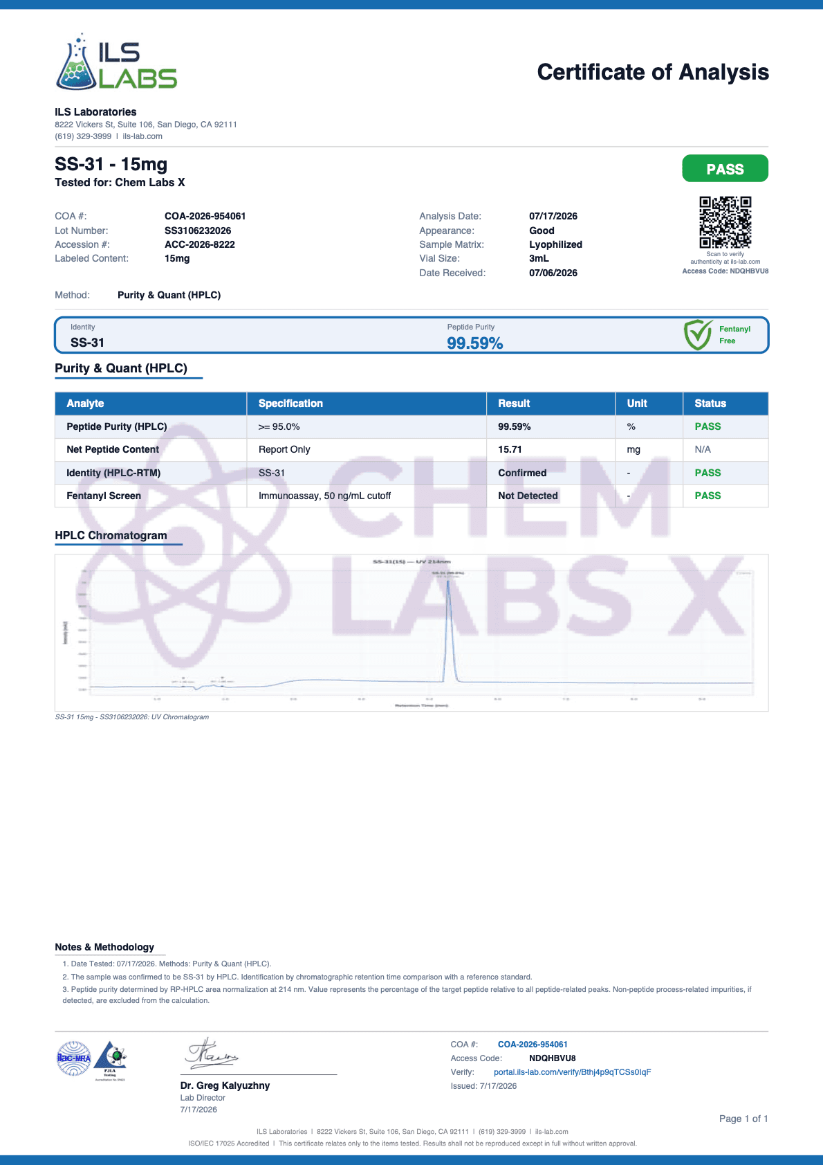 Certificate of Analysis — S-31